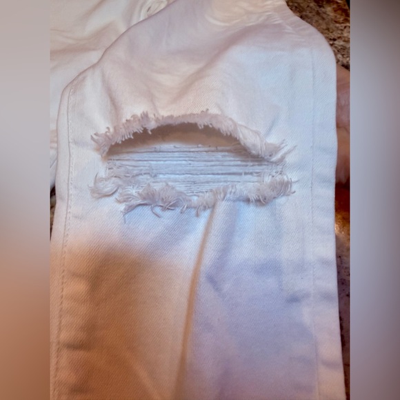 American Eagle Super Stretch White Distressed Jeans Size 0 Short Raw Hem Skinny - Picture 10 of 14